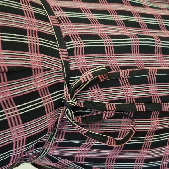 Ganni Georgette Check Long sleeve crepe wrap dress SZ 40 - Picture 8 of 16